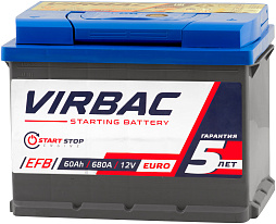 АКБ VIRBAC EFB 6ст-60 (о.п.) 680А 242*175*190