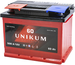 АКБ UNIKUM 6ст-60 (п.п.) 500А 242*175*190 каз.