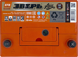 АКБ ЗВЕРЬ Asia EFB 6ст-70 (о.п.) 720А 232*175*225