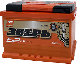 АКБ ЗВЕРЬ EFB 6ст-62 (о.п.) 640А 242*175*175 низк.